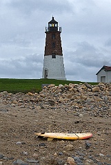 Point Judith Lighthouse Warns Ships of Approaching Storm.
